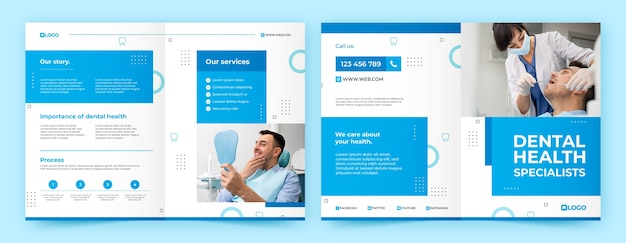 Flat design dental clinic brochure