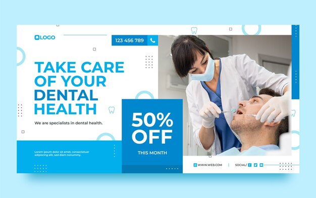 Flat design dental clinic facebook template