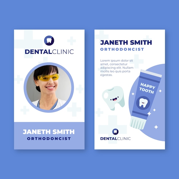 Free Vector flat design dental clinic id card template