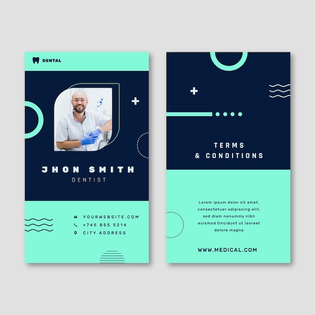 Free Vector flat design dental clinic id card