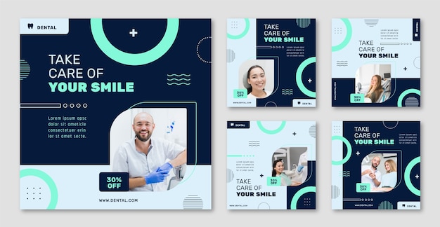 Free vector flat design dental clinic instagram post