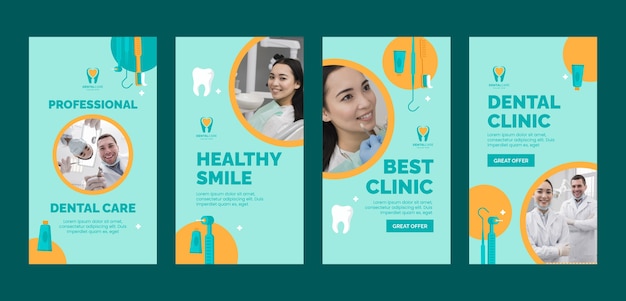 Free Vector flat design dental clinic instagram stories