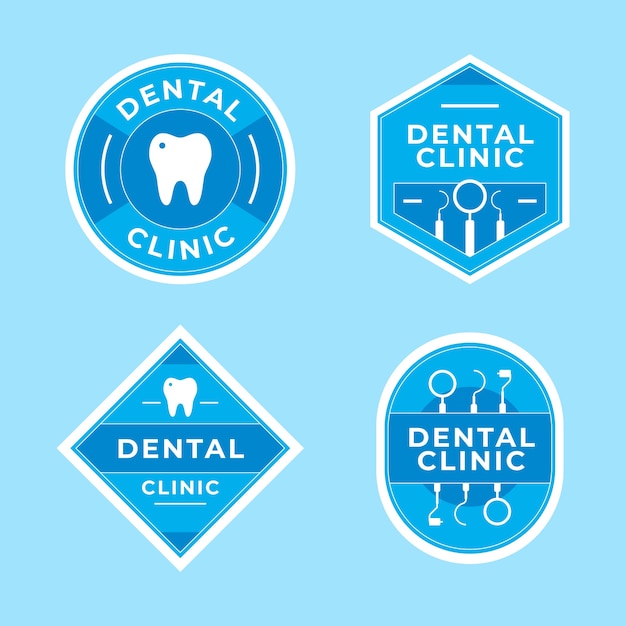 Flat design dental clinic labels