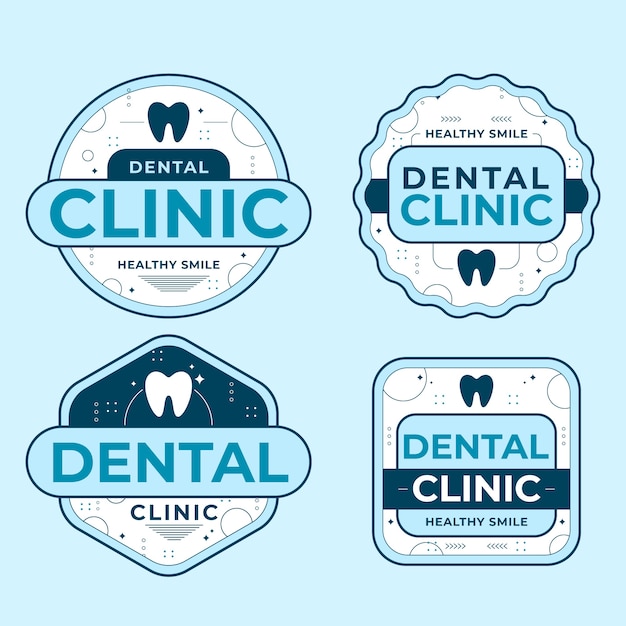 Free Vector flat design dental clinic labels