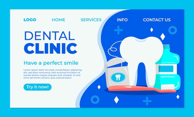 Flat design dental clinic landing page