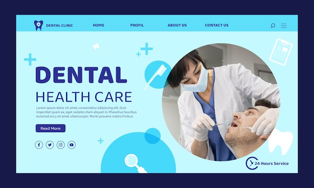 Flat design dental clinic landing page