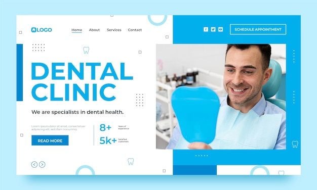 Flat design dental clinic landing page