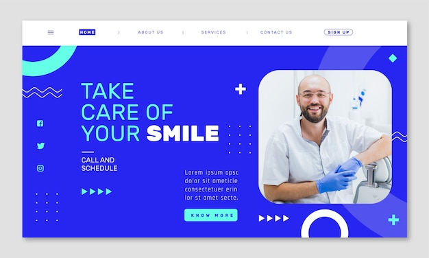 Free Vector flat design dental clinic landing page