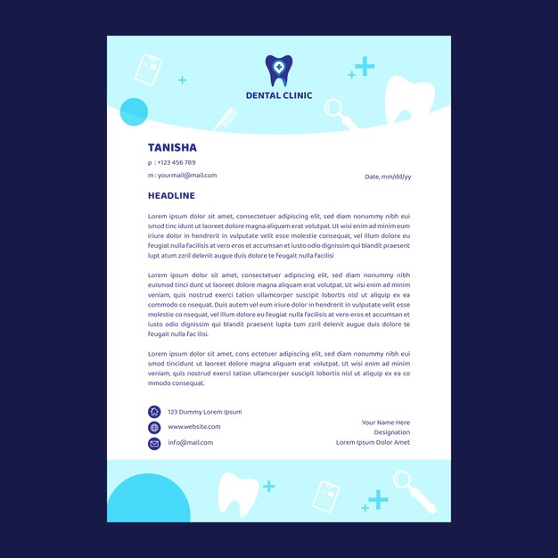 Flat design dental clinic letterhead