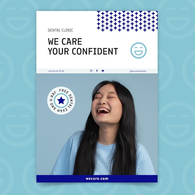 Flat design dental clinic poster report template