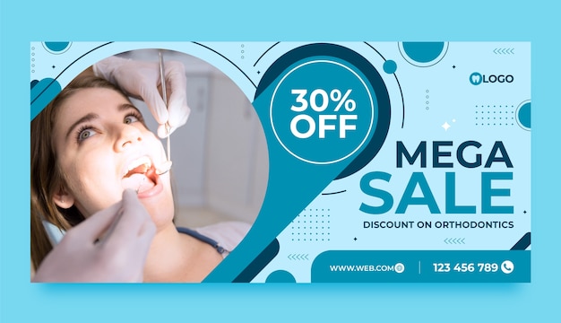 Free Vector flat design dental clinic sale banner