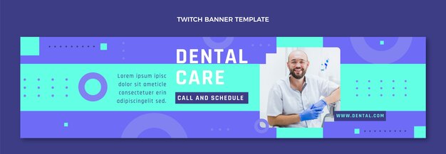 Flat design dental clinic twitch banner