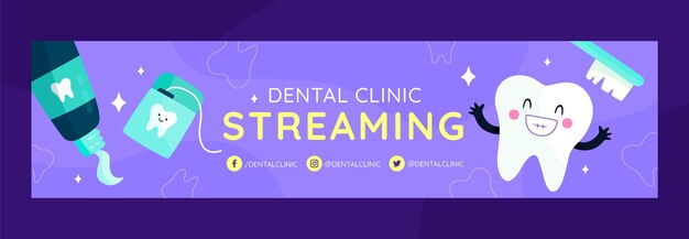 Flat design dental clinic twitch banner