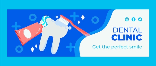 Flat design dental clinic twitter header