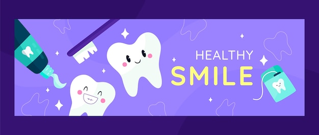 Flat design dental clinic twitter header