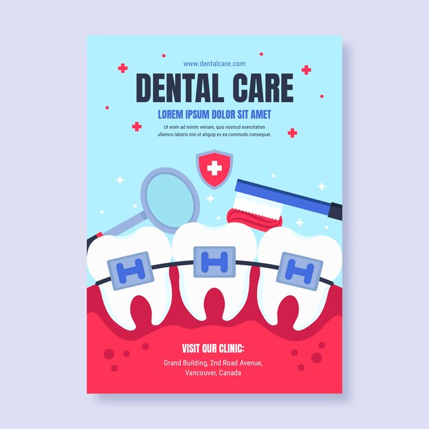 Flat design dental flyer template