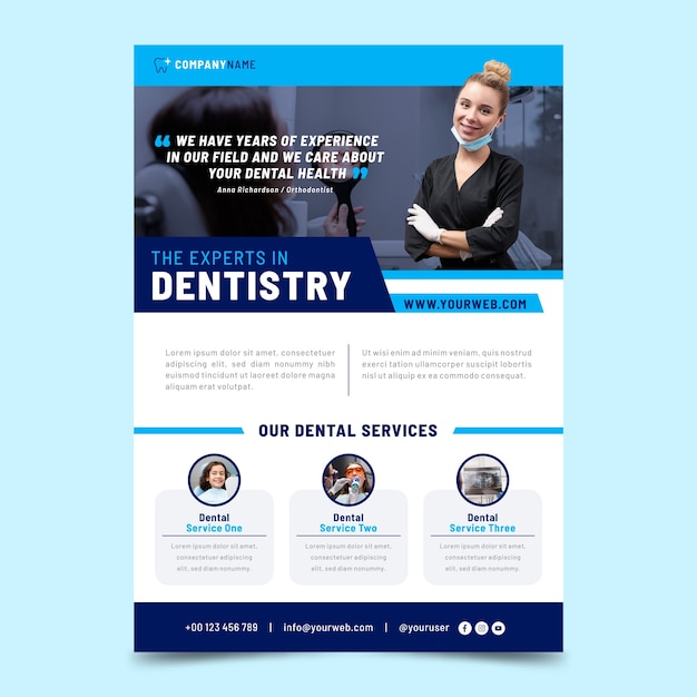 Flat design dental flyer template