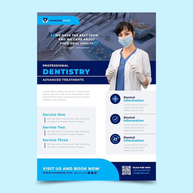 Flat design dental flyer template