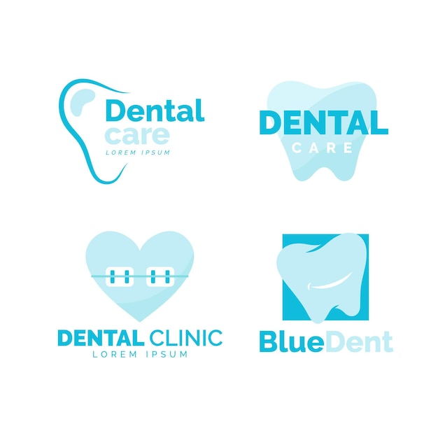 Flat design dental logo pack