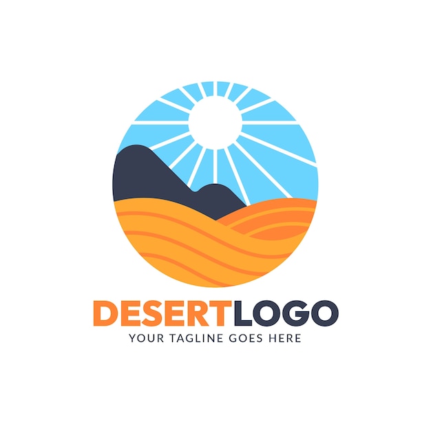 Flat design desert logo template