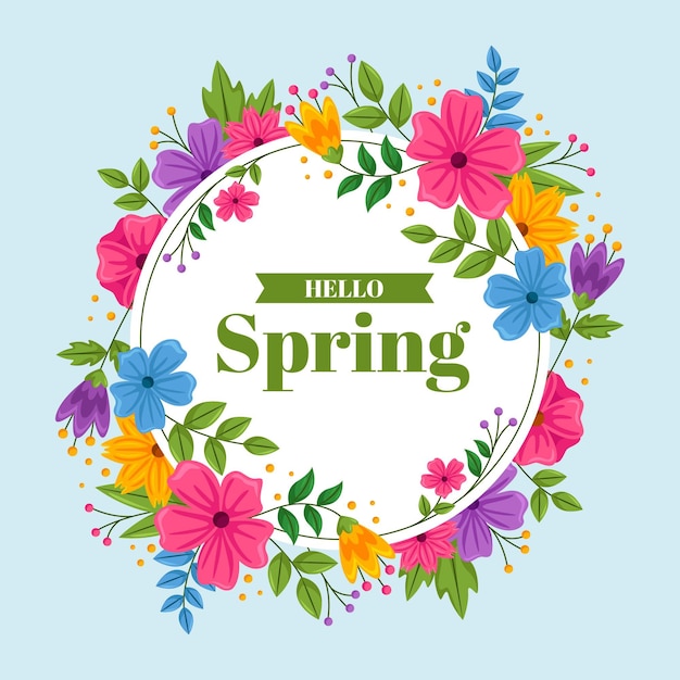 Flat design detailed spring floral frame