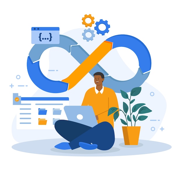 Flat design devops illustration