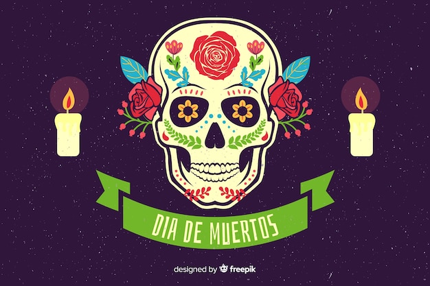 Free vector flat design of dia de muertos background