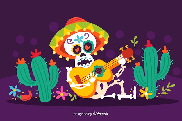 Free Vector flat design of dia de muertos background