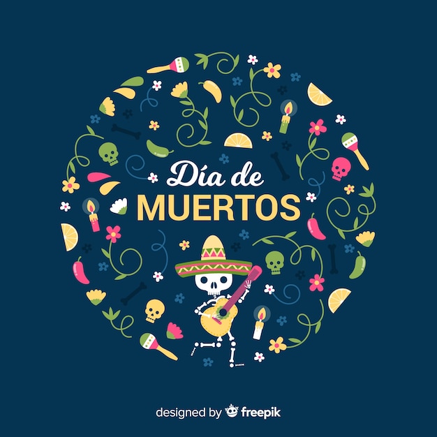 Flat design of dia de muertos background