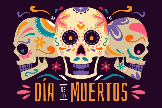 Flat design dia de muertos background