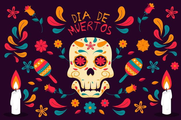 Flat design dia de muertos background