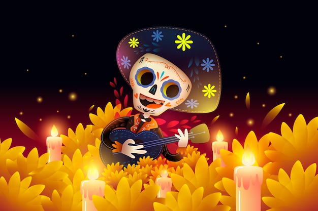 Free Vector flat design of dia de muertos background