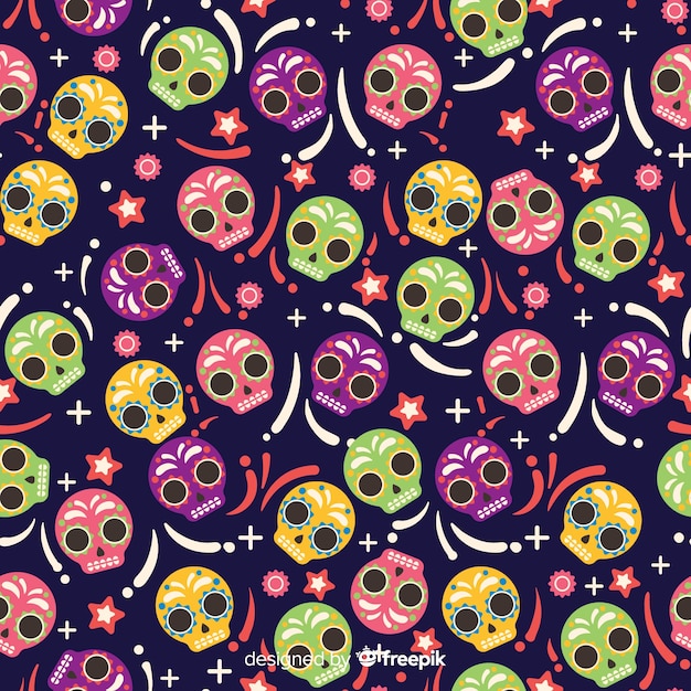 Flat design of dia de muertos pattern