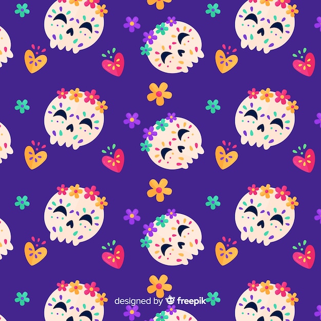 Free Vector flat design of dia de muertos pattern