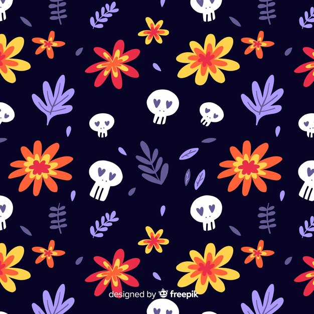 Flat design of dia de muertos pattern