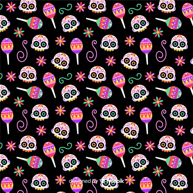 Flat design of dia de muertos pattern