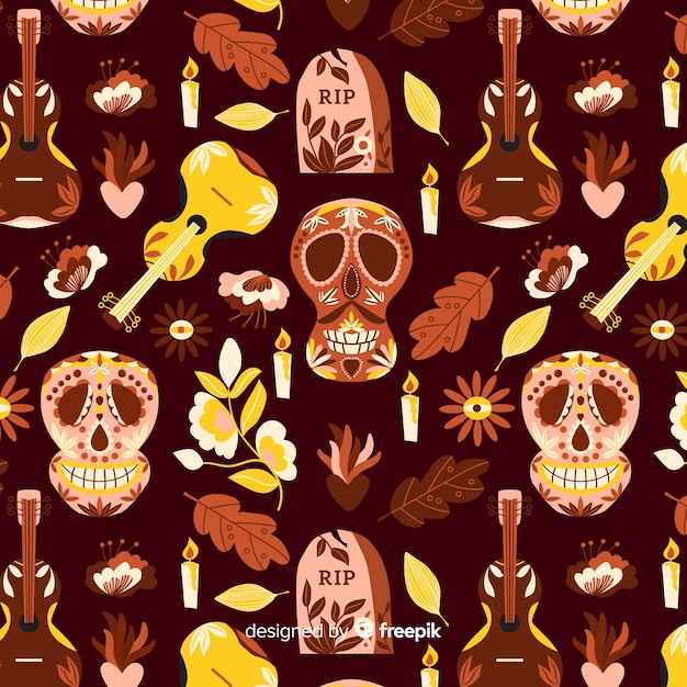 Flat design of dia de muertos pattern