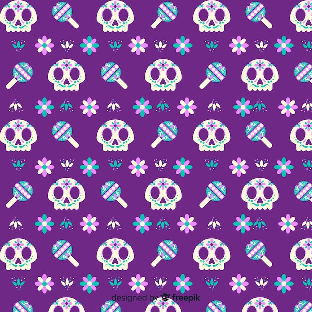 Flat design of dia de muertos pattern