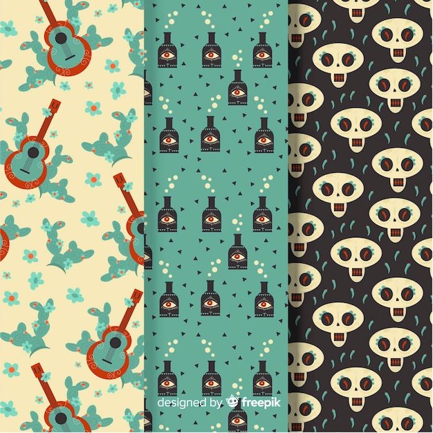 Free vector flat design of dia de muertos pattern