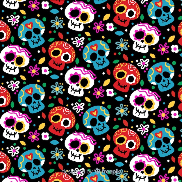 Flat design of dia de muertos pattern