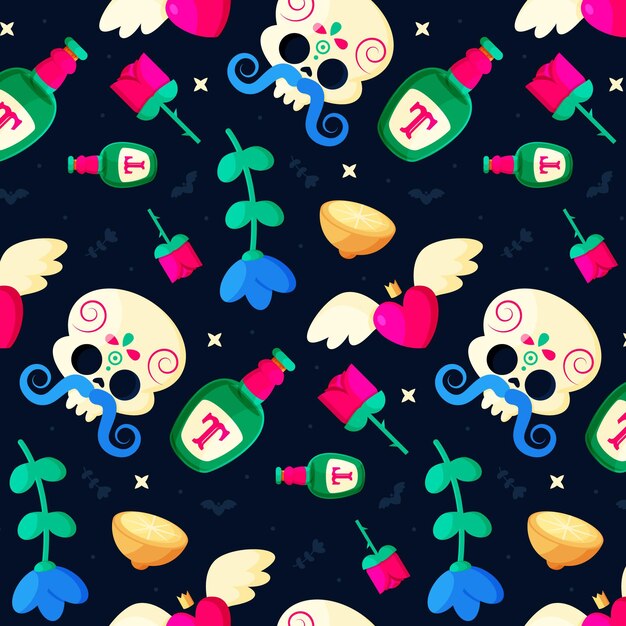 Flat design dia de muertos pattern