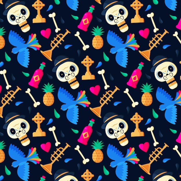 Flat design dia de muertos pattern