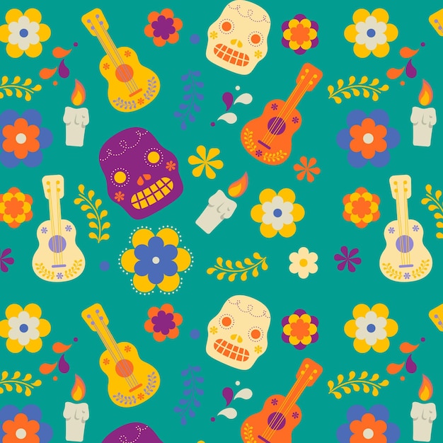 Flat design dia de muertos pattern