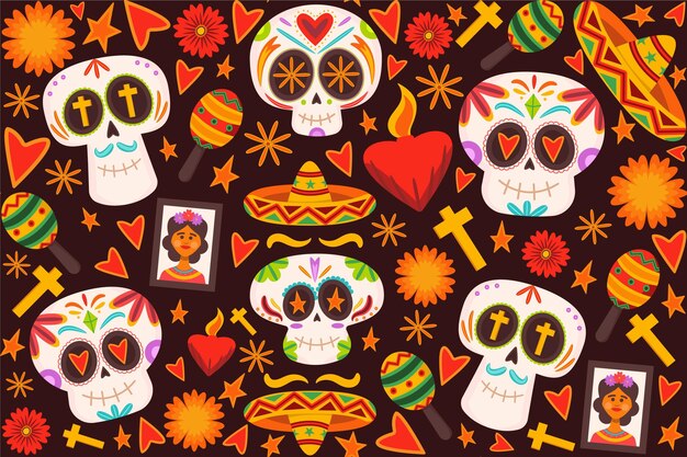 Flat design dia de muertos pattern