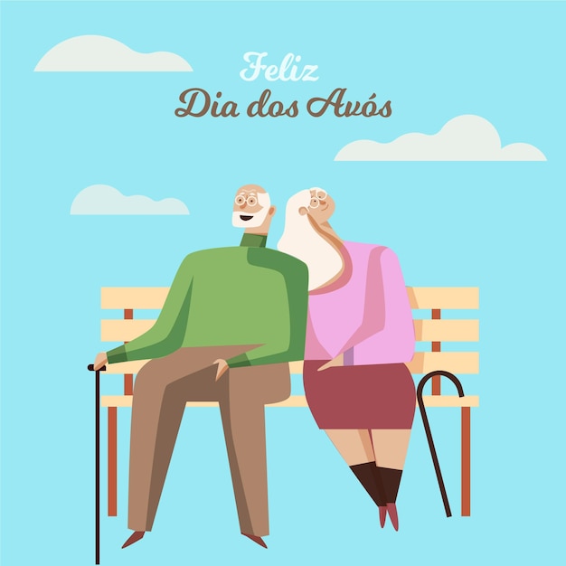 Free Vector flat design dia dos avós illustration with grandparents