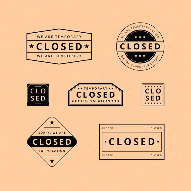 Flat design different closed seal stamps set