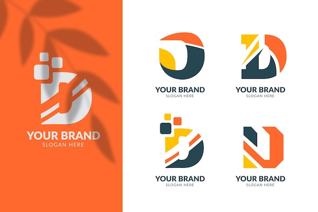 Flat design different d logos collection