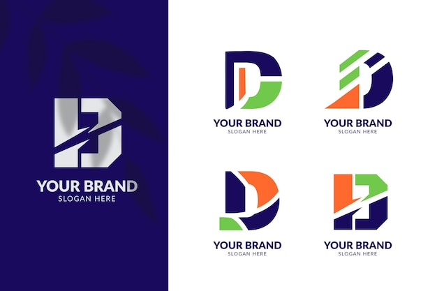 Flat design different d logos pack