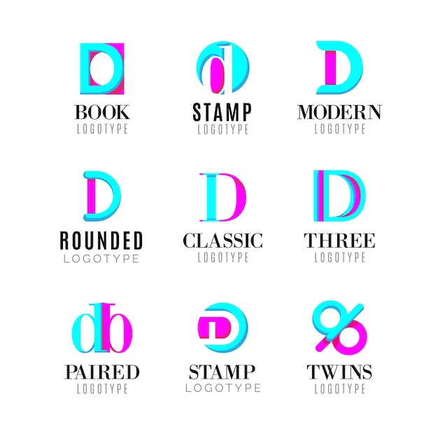 Free Vector flat design different d logos pack