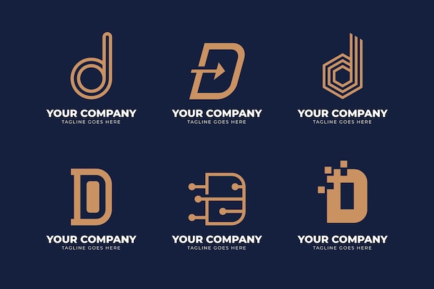 Flat design different d logos set